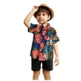 thumbnail image 4 of Kids Toddler Boys Shorts Set Casual Short Sleeve Casual Gentleman Tops Hawaii Beach Holiday Floral Shirts T Shirt Shorts Two Piece Clothes Set Summer Outfits,Size 6 Months 12 Months, 4 of 5