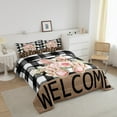 thumbnail image 3 of Erosebridal Rabbit Floral Bedding Queen Comforter Set, Buffalo Geometry Comforter Sets Queen Size, Rustic Farmhouse Reversible Down Comforter, Lightweight Bedroom Decoration, 3pcs, 3 of 8