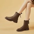 thumbnail image 4 of Bnwani Women Boots Footwear New Winter Fashion Toe Zipper Flat Mid-Calf Fleece Leather Boot Brown Size 5.5, 4 of 7