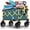 Green, variant on Collapsible Wagon Cart with Wheels Foldable, Folding Wagons Carts with Terrain Wheels, Large Grocery Cart Wheels, Heavy Duty Utility Wagon for Shopping Beach Fishing Camping, 110L, Green