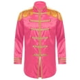 thumbnail image 5 of YIZYIF Mens Halloween Sergeant Pepper Costume Medieval Rock Man Icon Jacket Long Sleeve Satin Coat Outerwear Hot Pink XL, 5 of 7