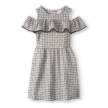 Girls' Ruffle Overlay Cold Shoulder Dress