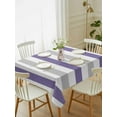 thumbnail image 2 of Purple Grey Striped Rectangle Tablecloth, Minimalist Farmhouse Stripe Waterproof & StainResistant Tablecloth, Washable Oil-proof Table Cover for Dining/Party/Wedding/Camping/Buffet 60x84 In, 2 of 9