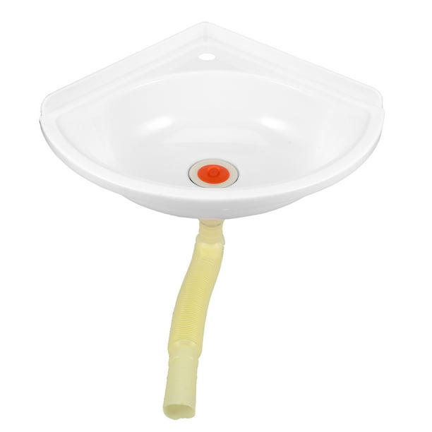 Lavabo de esquina triangular de plástico para colgar en la pared, ahorrador de espacio, lavabo de plástico, inodoro, lavabo de baño para el hogar.
