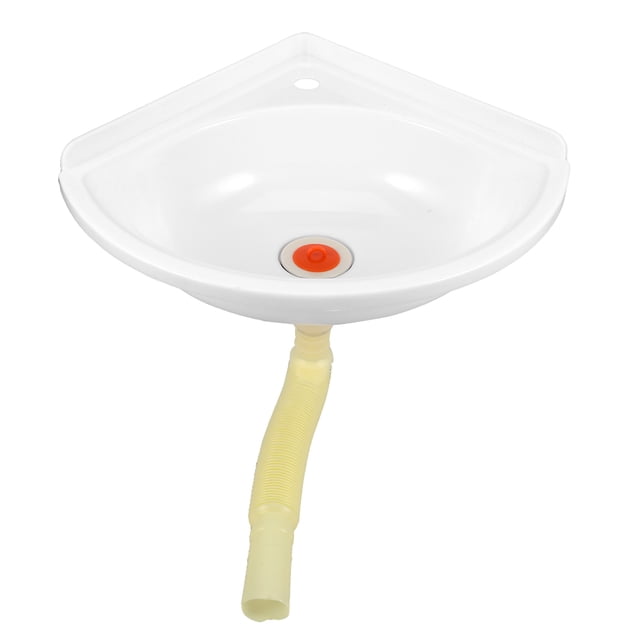ColoMX Lavabo de esquina compacto de plástico para pared, lavadero, lavabo de esquina, lavabo de baño, lavabos de esquina suspendidos en la pared