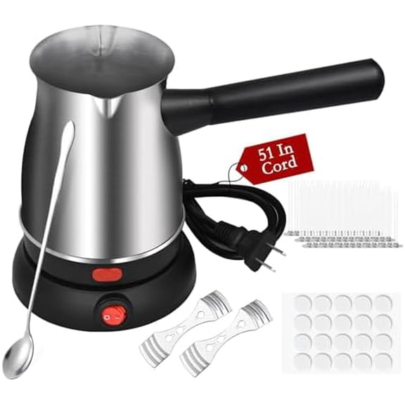 Wax Melter for Candle Making, Stainless Steel Electric Candle Wax Melter, Double Pouring Spout Candle Wax Melting Pot with 51IN Cord and Hot Plate, Candle Making Pot Kit for Beginners$$Art & Craft