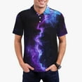 thumbnail image 1 of Balery Purple And Blue Nebula Camisa Polo de Hombre con Estampado, de Manga Corta y Tejido Medio, Camisa Tipo Golf Polo-Large, 1 of 6