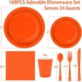 thumbnail image 2 of Orange Paper Plates Party Supplies,168pcs Orange Plates and Napkins Party Supplies for Halloween Thanksgiving Fall Orangee Birthday Decorations for Women Serve 24, 2 of 14