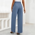 thumbnail image 5 of Inglocry Wide Leg Dress Pants for Women High Waisted Office Work Trousers Business Casual Slacks Button Flowy Palazzo Pant Sky Blue L, 5 of 9