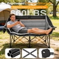 thumbnail image 4 of DKMOCO Double Camping Chair, 660lbs Capacity Folding Camping Loveseat w/2 Cup & Wine Glass Holders, Side Pocket & Carry Bag, for Camping, Lawn, Patio, Gray, 4 of 6