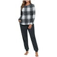 thumbnail image 2 of Maplenight Fleece Pajamas for Women Set Oversized Thermal Winter Sleepwear Long Sleeve Plaid Pjs and Joggers 2 Piece Lounge Sets, 2 of 6