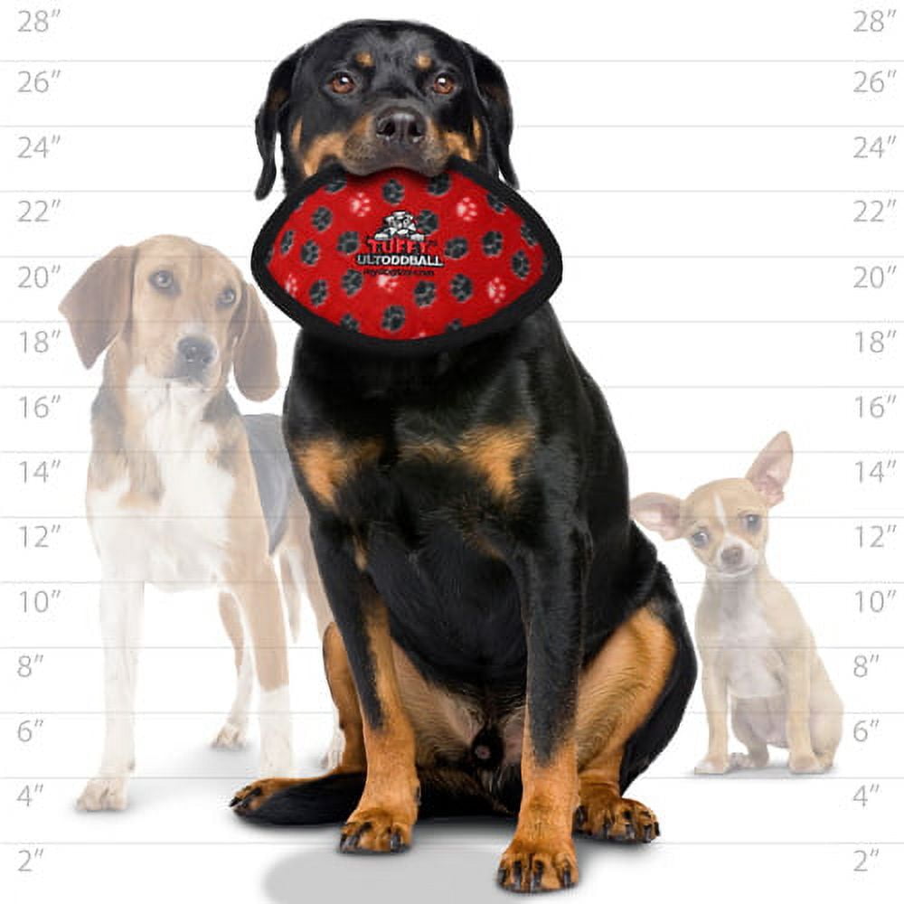 TUFFY® Ultimate Odd Ball Red Paw, 2-Pack, Durable Plush Dog Toys