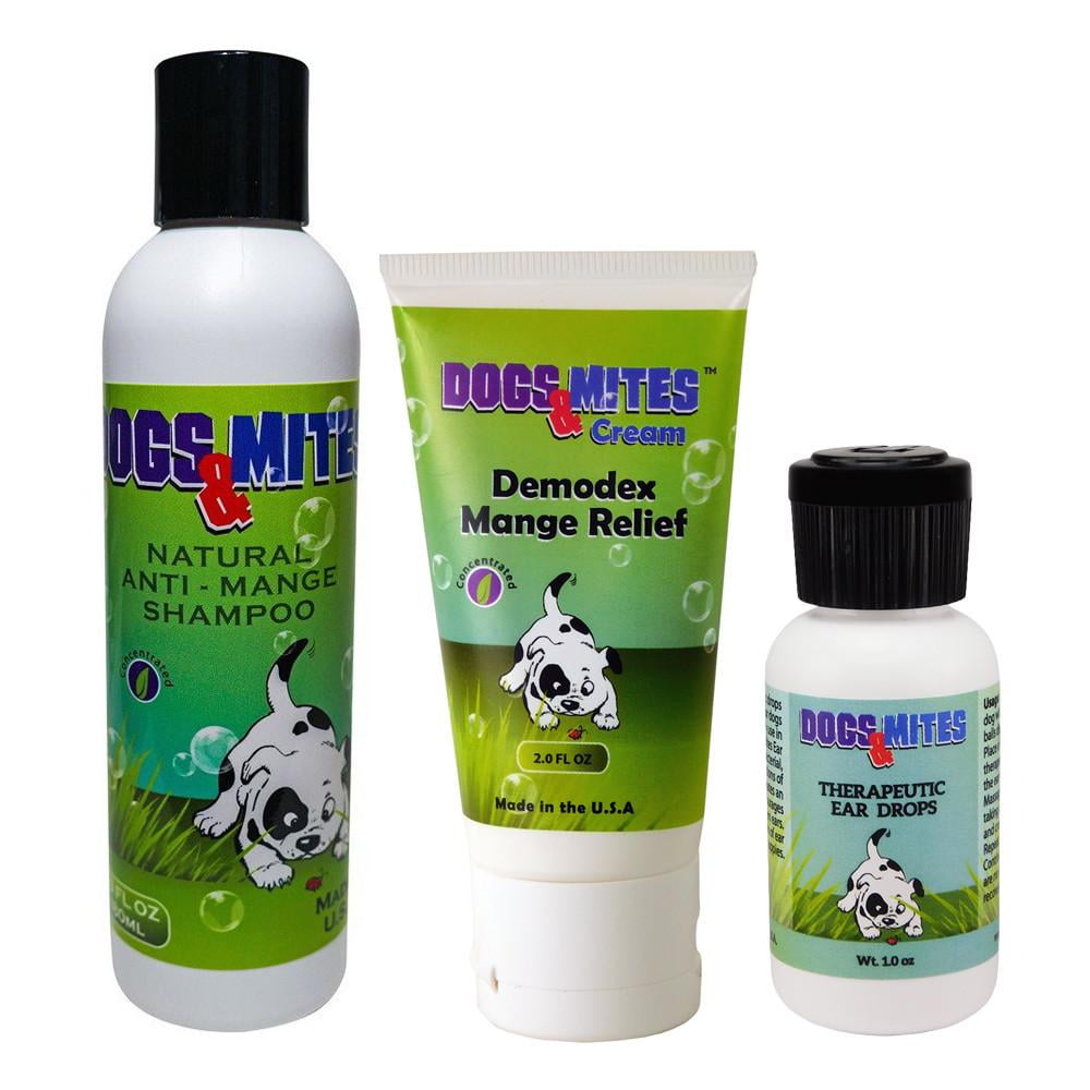Dogs n Mites AntiMange Kit Shampoo, Cream, Ear Drops for Treatment of