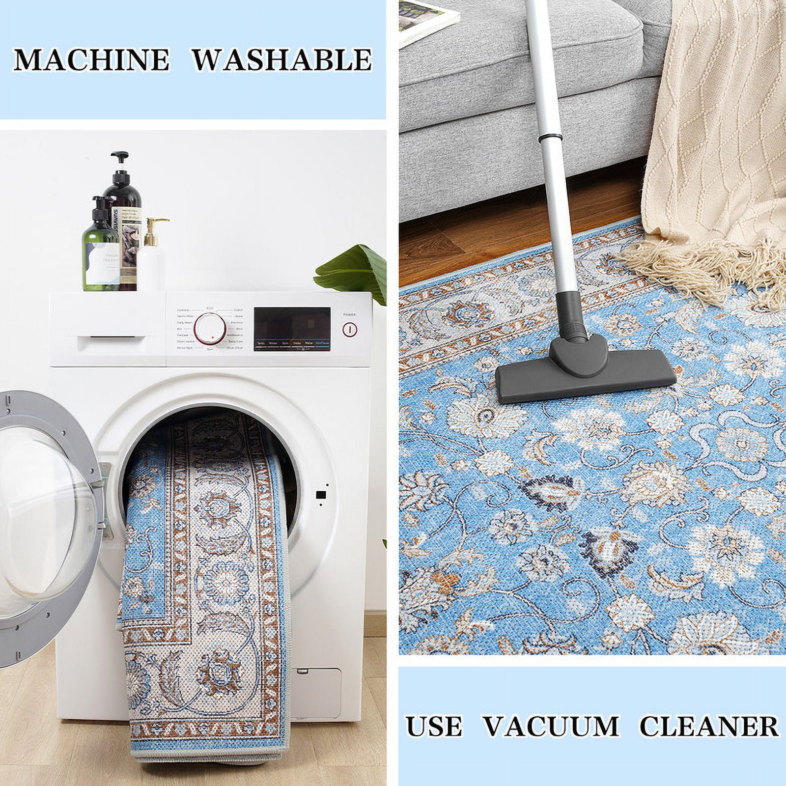 Lochas Area Rugs Modern Vintage Floral Rug Accent Carpet for Living Room Bedroom Home Decor,4'x6',Blue