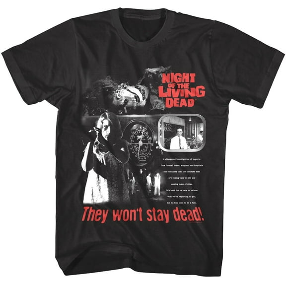 Night of the Living Dead News Report Men's T Shirt (Black, AdultM)