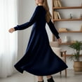 thumbnail image 7 of Tdoqot Womens Wedding Guest Dresses- Long Sleeve Ribbed Knit Elegant Casual Crewneck Spring Maxi Dresses Navy Size XL, 7 of 7