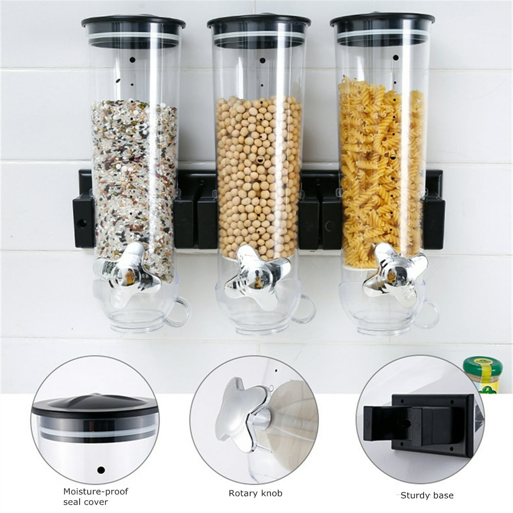 Wall Mount Cereal Dispenser,Smart Triple Control Convenient Dry Food