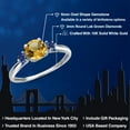 thumbnail image 2 of Gem Stone King 10K White Gold Yellow Citrine and Blue Created Sapphire 3-Stone Ring for Women | 1.08 Cttw | Round 6MM | Gemstone November Birthstone | Size 9, 2 of 6