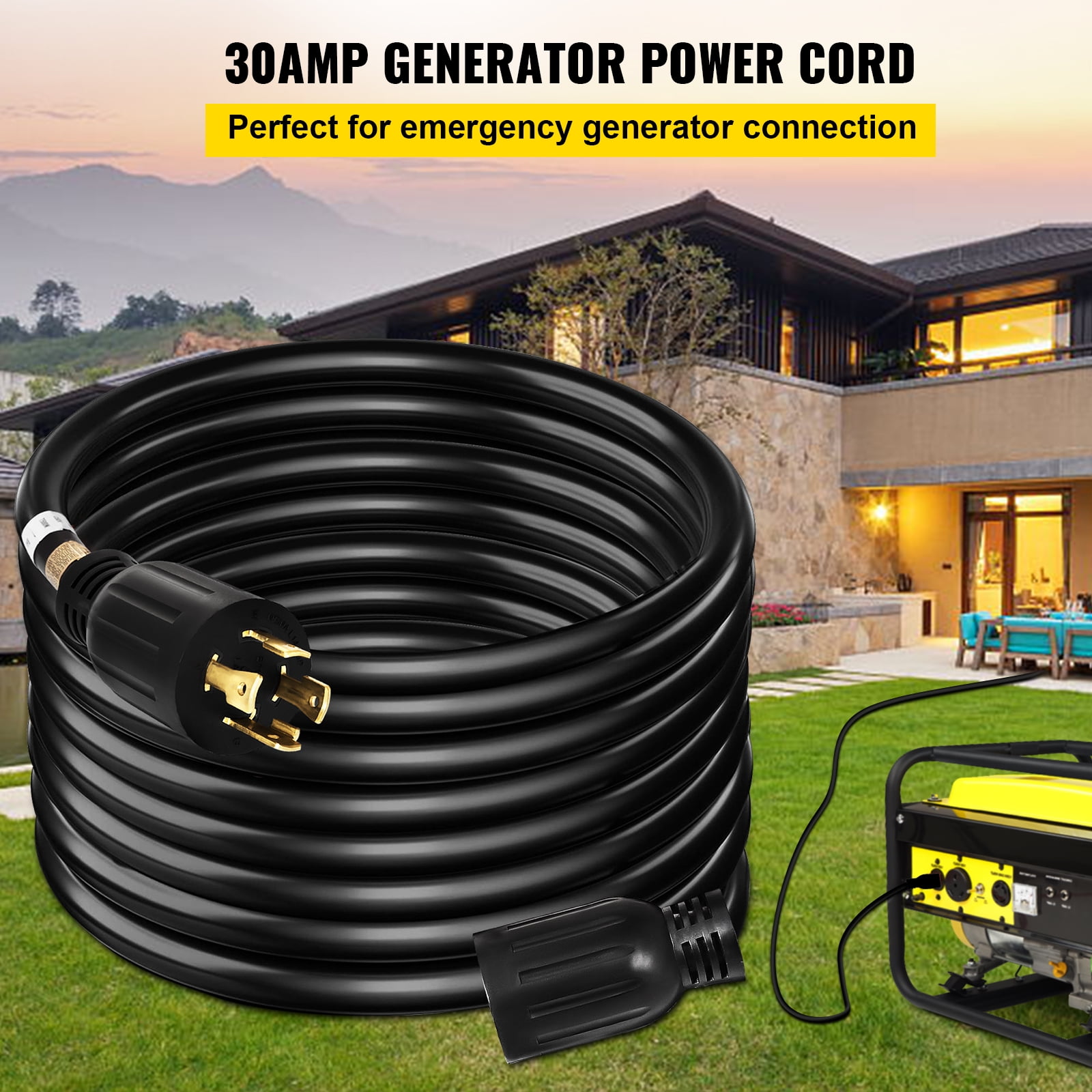 KFFKFF 30A 20-foot generator extension cord with twist-lock connector