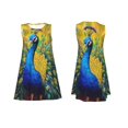 thumbnail image 6 of Defioc Peacocks Pattern Women's Summer Dresses 2025 Beach Casual Sleeveless Tank Loose Sundress Beach Vacation Clothes with Pocket -Medium, 6 of 7
