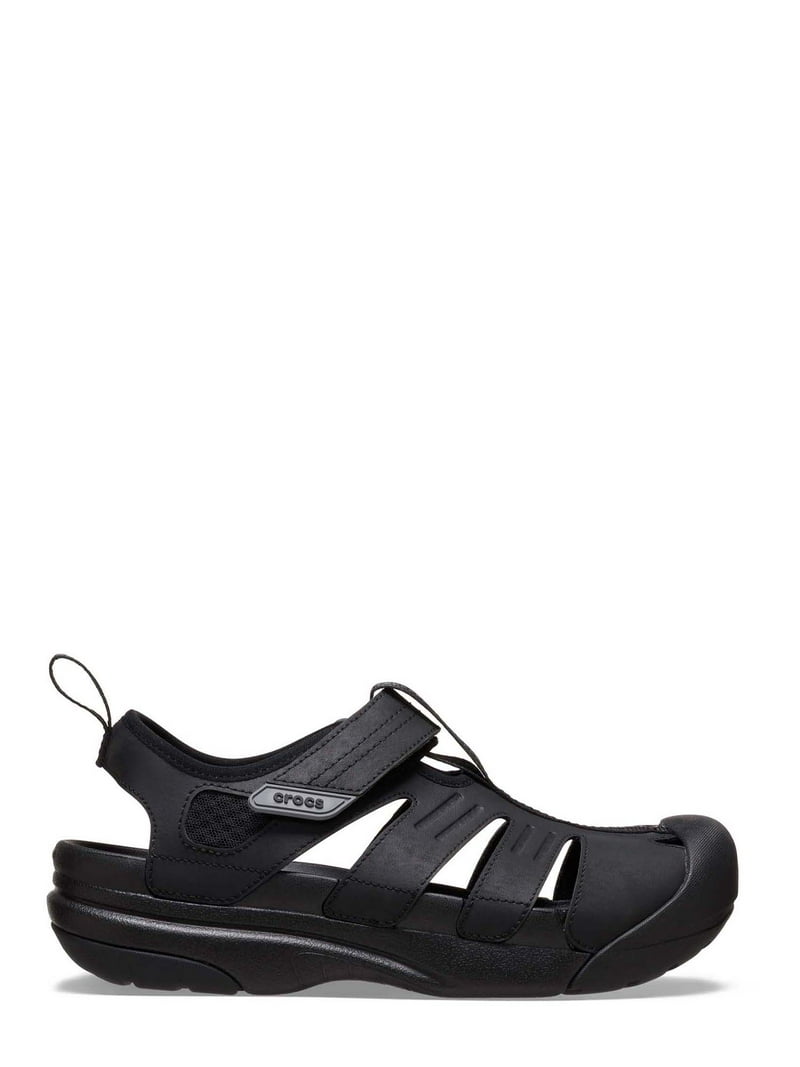Crocs Yukon Fisherman Sandals Mens Size 9 Black Wedge Sport Outdoor Water Shoes Crocs Fisherman Black Sandals for Men for sale | eBay main image 3