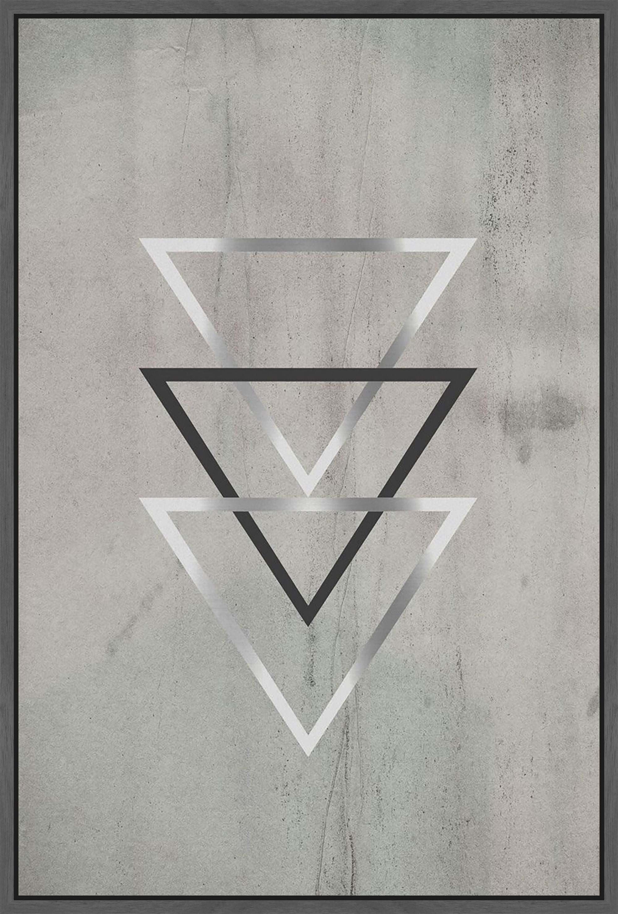 Silver Triangles Floater Framed Painting Print on Canvas