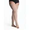 Women's Natural Rubber Thigh-High without Grip-Top Open-Toe Open Toe Beige S4 - Small Full Long 30-40mmHg