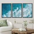 thumbnail image 2 of PixonSign Framed Canvas Print Wall Art Set Teal Ocean Wave Beach Shore Coastal Seascape Landscape Nature Wilderness Modern Decorative Nautical Blue Calm/Relax/Cozy - 16"x24"x3 Black, 2 of 5