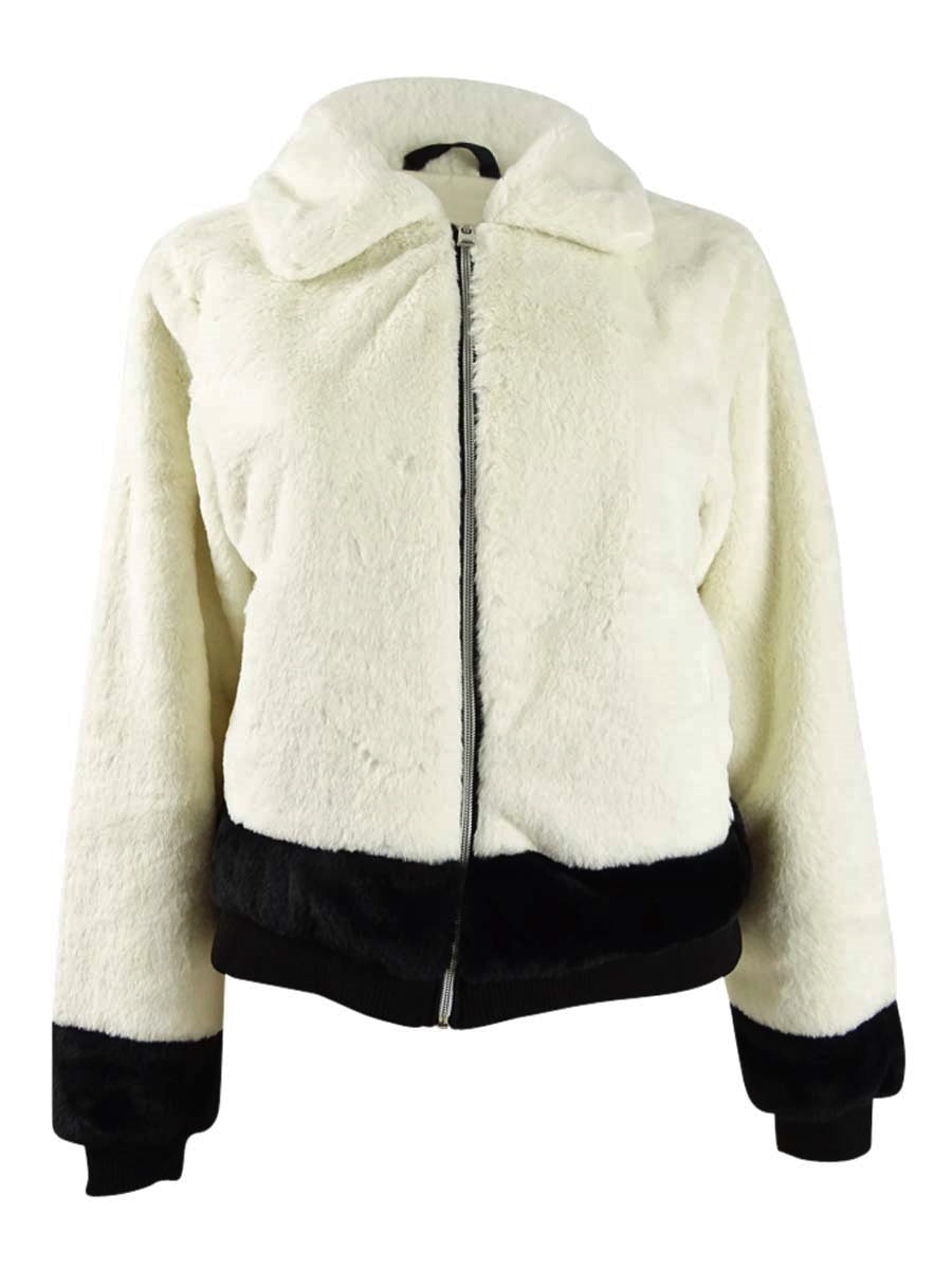 Say What? - Say What? Juniors' Faux-Fur Jacket (M, Ivory/Black ...