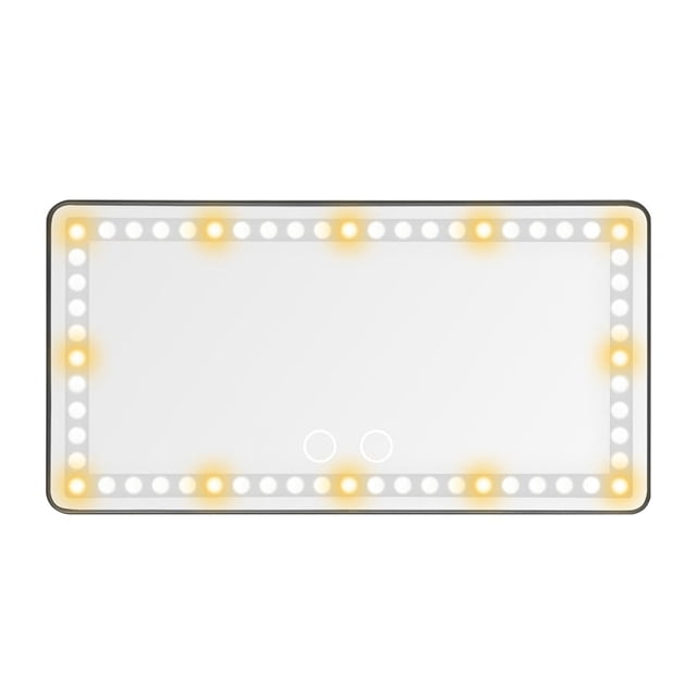 Espejo de Vanidad con Luces Espejo de Maquillaje para Parasol de Coche, Espejo Recargable de Maquillaje con 3 Modos Y 60 Led - Clip de Luz Ajustable en el Espejo Retrovisor con Cepillo de Pantalla