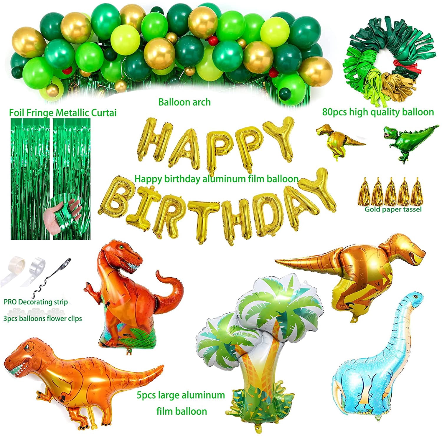 FANGNISN 117 Pcs Dinosaur Birthday Party Decoration Set