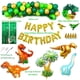 thumbnail image 3 of Decoraciones de fiesta de cumpleaños de dinosaurios y kit de guirnalda de globos (dorado, verde), globos de dinosaurio, globos de FELIZ CUMPLEAÑOS, cortinas, para fiesta infantil temática de dinosaur JAMW Sencillez, 3 of 5