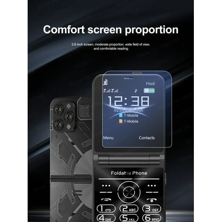 2024 SERVO Flilo9 3G WCDMA Cellphone Foldable 2 SIM Card Speed Dial Blacklist Type-C Flip Mobile Phone 2.6“ Displa