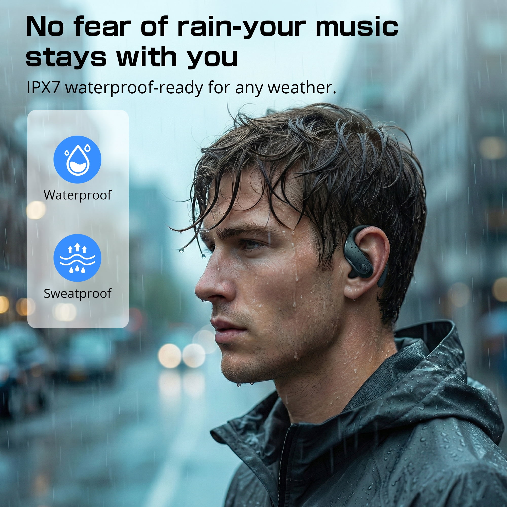 Wireless Earbuds Bluetooth 5.4 Headphones Sport, IPX7 Waterproof Earphones with Earhooks, 80H Playtime, Fast Charging Case, Noise Cancelling Mic, Lightweight Bluetooth Earbuds for Running Gym