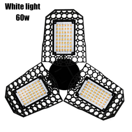 

40/60/80W LED Foldable Garage Light Deformable Bulbs Ceiling Fixture Lights Workshop Lamp 60W Wihte