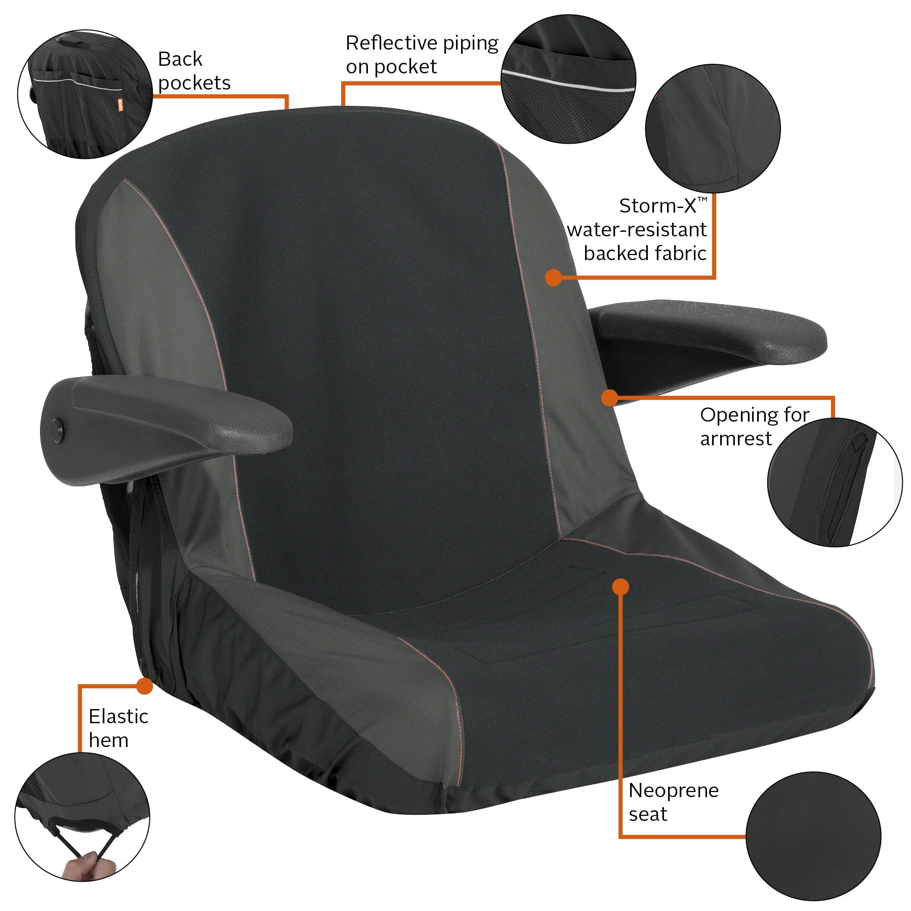 Classic Accessories Neoprene Paneled Tractor Seat Cover Fits