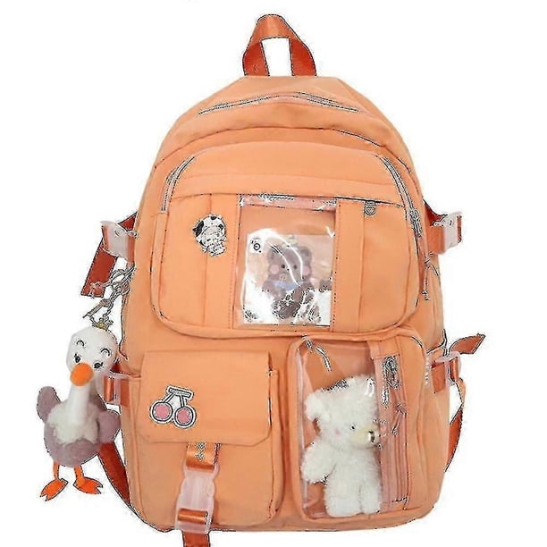 Backpacks Girl Student Transparent Backpack Korean High School Student School Bag Orange