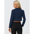 thumbnail image 4 of DARING DIVA Women's Notched Lapel Business Cropped Blazer S Dark Blue, 4 of 6