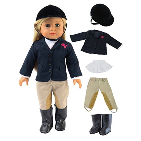 American Fashion World Equestrian Riding Outfit for 18 inch Dolls, Includes Helmet and Boots