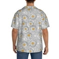 thumbnail image 5 of Vsdgher Daisies Flowers Print Men's Wrinkle Free Untucked Cuban Shirt Business Casual Button Down Shirts Short Sleeve Shirt, 5 of 7