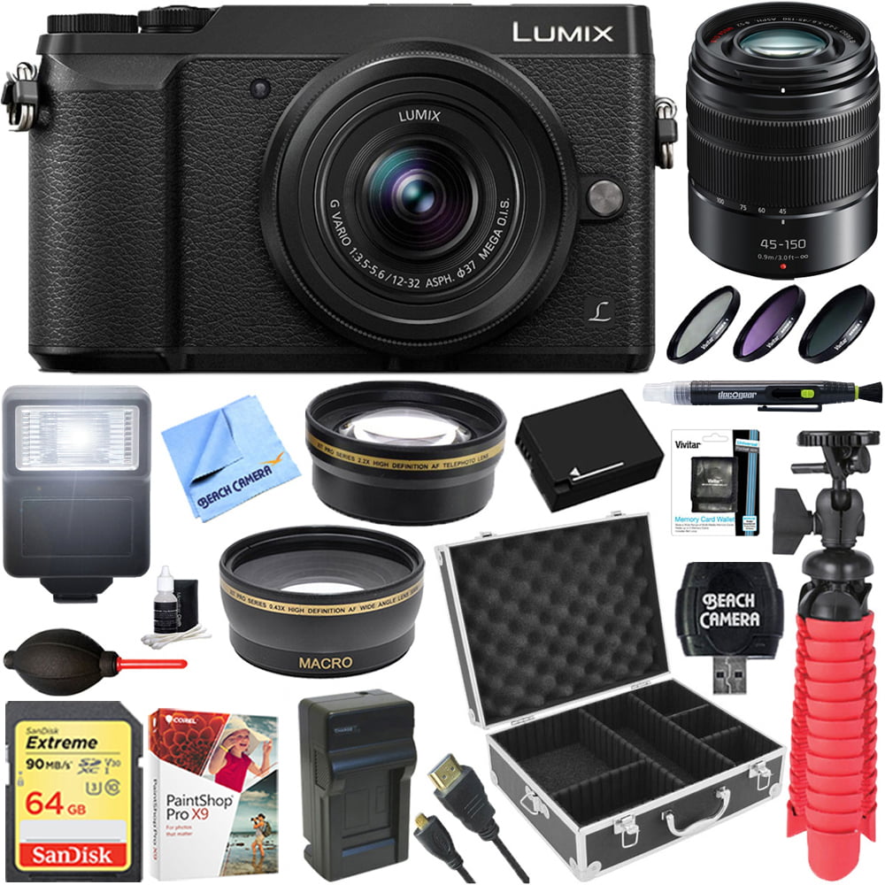 Subjectief Orkaan Ontwarren Panasonic LUMIX GX85 4K Mirrorless Interchangeable Lens Black Camera +  12-32mm & 45-150mm Dual Lens Accessory Bundle - Walmart.com