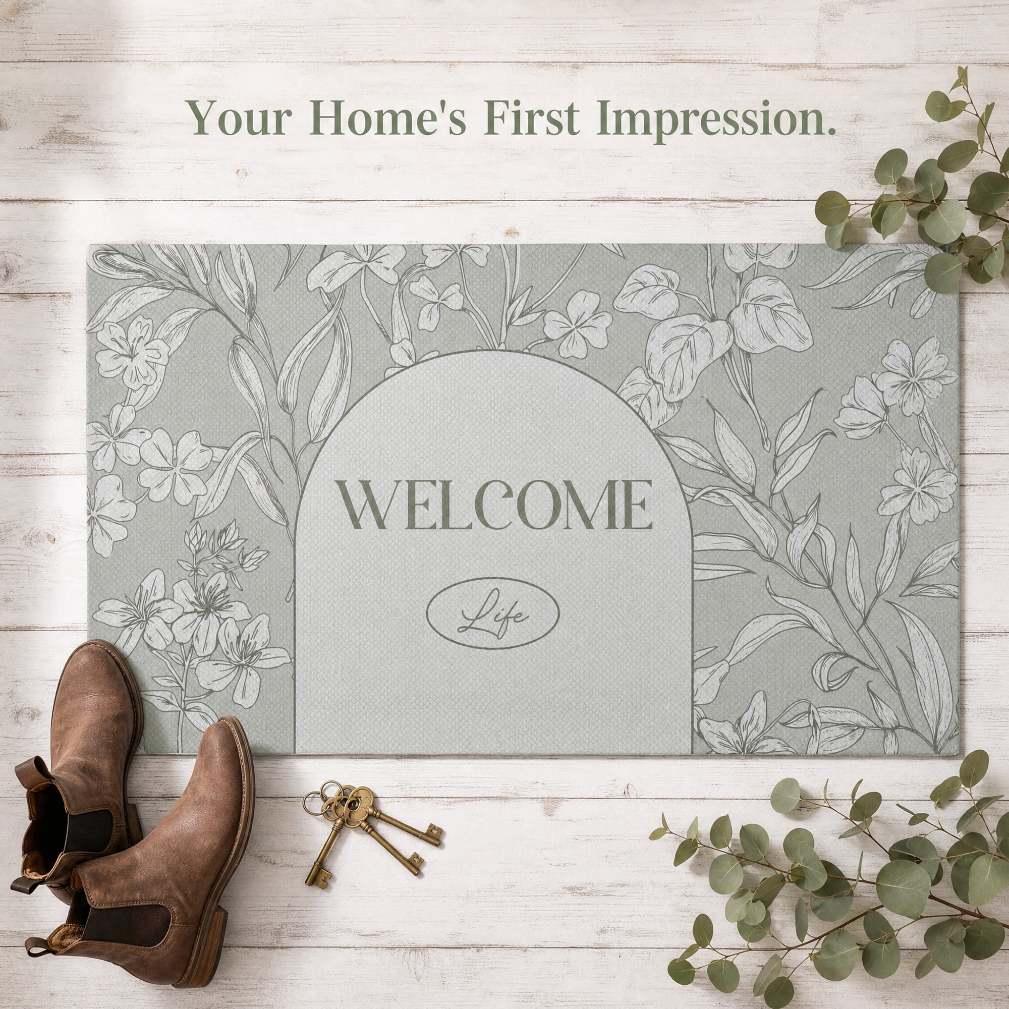 Unique Bargains Non-Slip Doormat for Front Door Waterproof Mud Scraper Rug Grey 30" x 18"