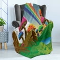 thumbnail image 4 of Mushroom Soft Flannel Fleece Throw Blanket, Countryside Sunny Playful Environment Foliage Rainbow Spring Scenery Kids Room, Cozy Plush for Indoor and Outdoor Use, 50" x 60", Multicolor, by Ambesonne, 4 of 5