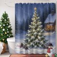 thumbnail image 3 of Extra Long Shower Curtain 72x84 Inch, Christmas Trees Shower Curtain Waterproof Bathroom Decor, Winter Farmhouse Pine Fruits Forest Cabins Fabric Bath Curtain Set Accessories with Hooks, 3 of 8