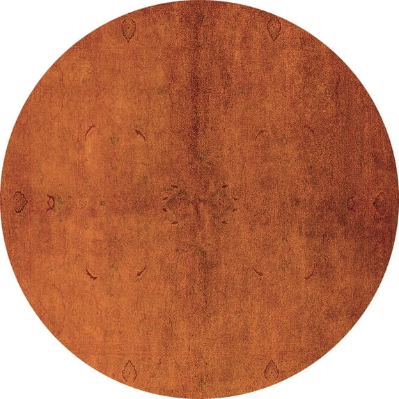 Ahgly Company Indoor Round Oriental Orange Industrial Area Rugs, 8' Round