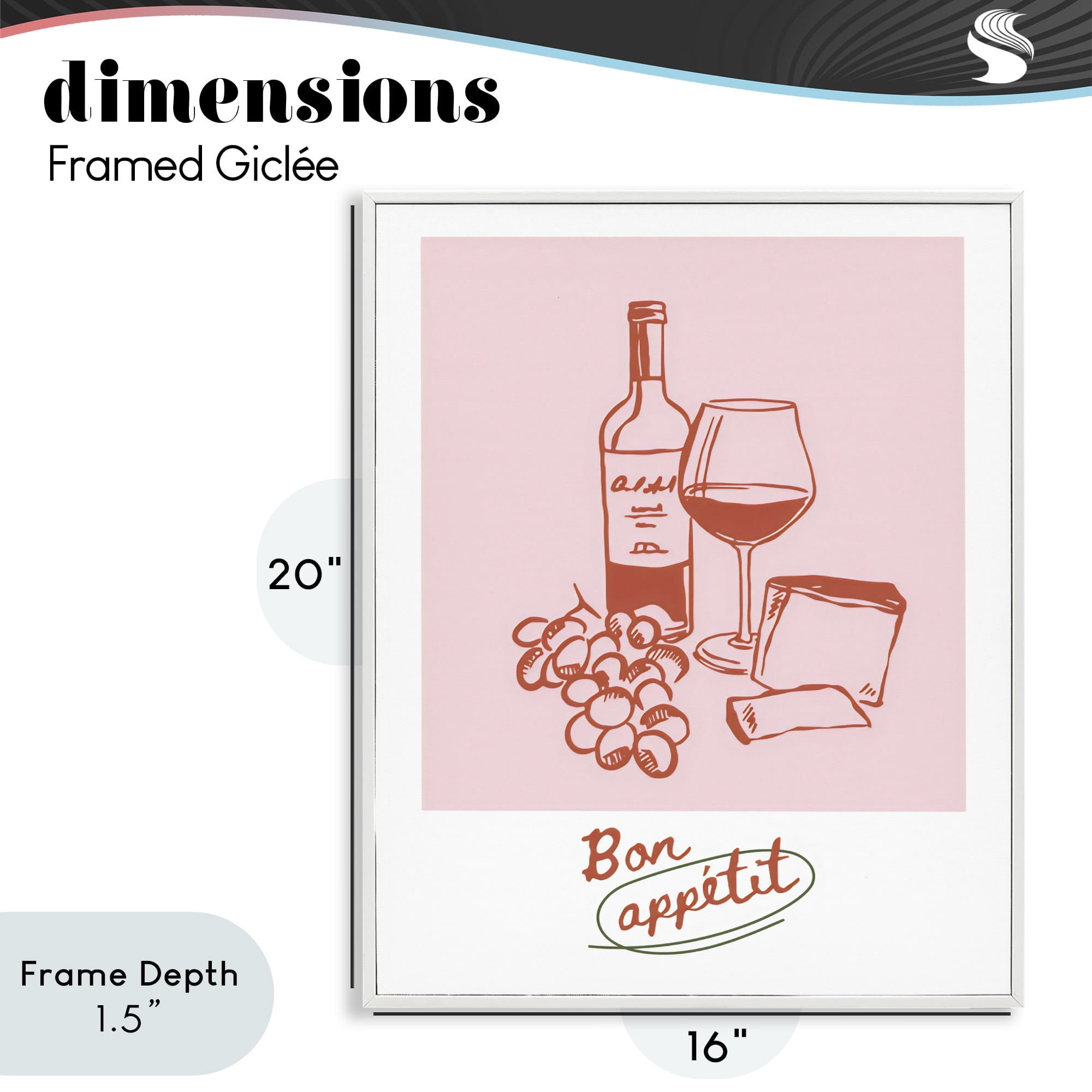 Stupell Industries Bon Appetit Wine & Grapes White Framed Giclee Art, design by The Prints Vibe