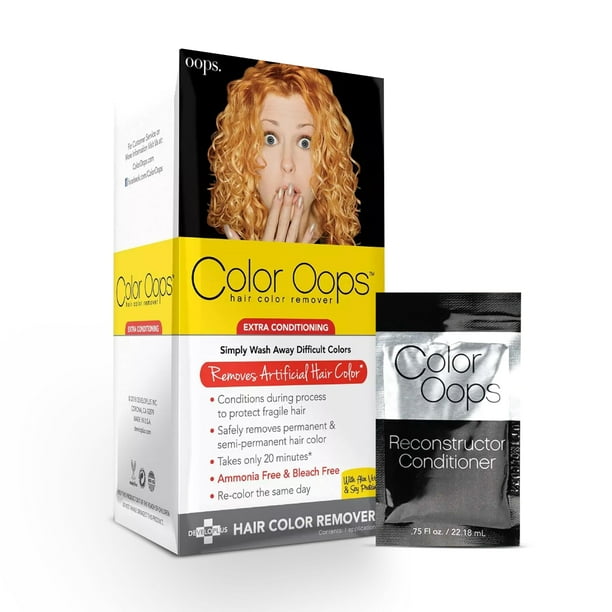 Color Oops Paquete de removedor de color de cabello extra acondicionador y acondicionador reconstructor Procesos de eliminación de tinte para el cabello en 20 minutos Elimina de forma segura el color