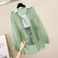 thumbnail image 2 of Summer Sunscreen Shirt Elegant Perspective Thin Chiffon Blouse Korean Harajuku See Through Loose Top Casual Women's Cardigan, 2 of 5