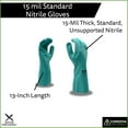 thumbnail image 2 of Cordova 4630 Unsupported Nitrile Gloves, Standard, Flocked, 15-Mil, Snag and Abrasion Resistant, Resist Solvents Oils Animal Fats and More, Embossed Grip, Protective Lab Gloves, 13-Inch Cuff, Large, 2 of 4