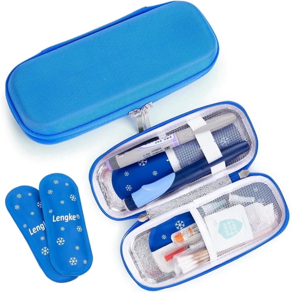 SUNMON Insulin Cooler Travel Case - TSA Approved Diabetic Case, Portable Medical Bags, Peptide Cold Travel Case, Medication Cooler with 2 Ice packs(Blue)